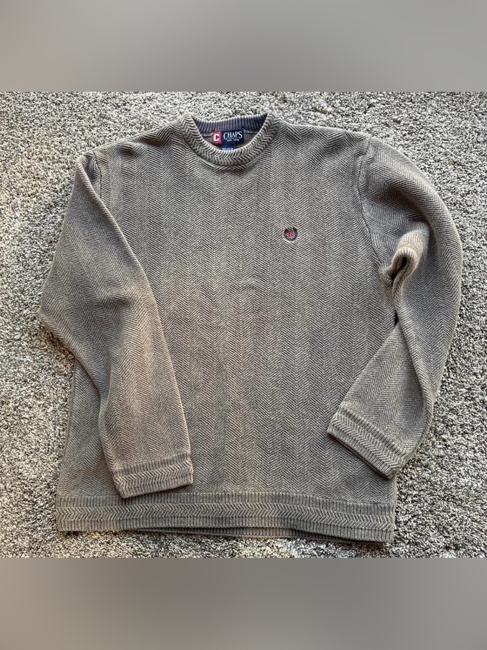 Vintage Chaps Men's Crewneck Sweater in Grey